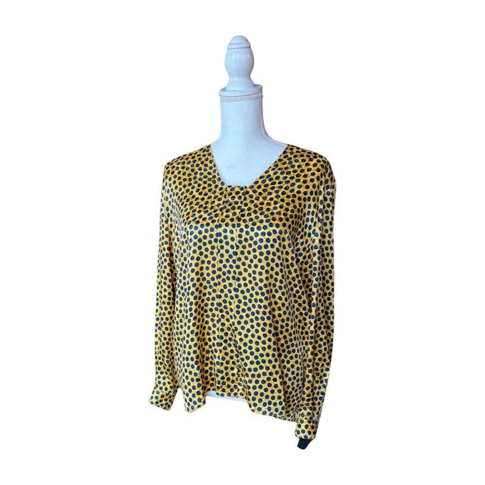 Vintage Valentino Miss V 100% Silk Polka Dot Blouse, Size 10 (44)